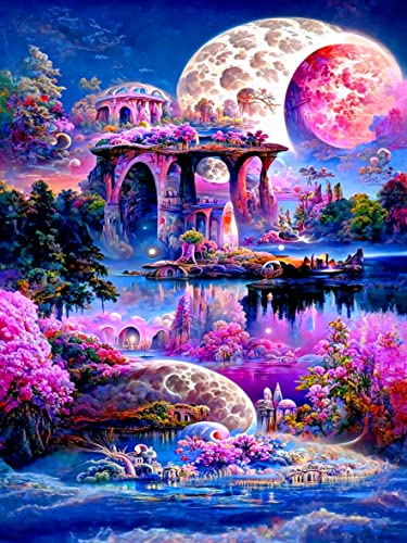 SXCCNW 5D Diamant Malerei Kits für Erwachsene, DIY Cross Stickerei Malerei Arts, Full Drill Diamond Painting Bilder Mond Malen Nach Zahlen für Home Wall Décor 30x40 cm Landschaft Schloss SXCCNW 5D Diamant Malerei Kits für Erwachsene, DIY Cross Stickerei Malerei Arts, Full Drill Diamond Painting Bilder Mond Malen Nach Zahlen für Home Wall Décor 30x40 cm Landschaft Schloss von SXCCNW