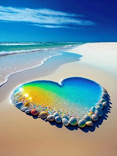 SXCCNW 5D Diamond Painting, DIY Diamant Painting Set, Erwachsene Malen nach Zahlen Bilder Full Runder Drill Kreuzstich Stickerei für Hause Wall Büro Dekoration 30×40cm Sommerstrand von SXCCNW