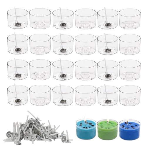Teelichthalter für Kerzen Gießen, 60 Stück Leere Kerzen Gläser aus Kunststoff Candles, DIY Kerzen Selber Machen Set mit 120 Dochte für Hochzeitsdeko Tischdeko Geburtstag Valentinstag 1,85 x 3,84 cm Teelichthalter für Kerzen Gießen, 60 Stück Leere Kerzen Gläser aus Kunststoff Candles, DIY Kerzen Selber Machen Set mit 120 Dochte für Hochzeitsdeko Tischdeko Geburtstag Valentinstag 1,85 x 3,84 cm von SXCCNW