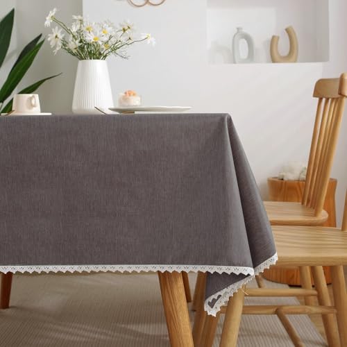 Dekorative Tischdecke, klein, 91,4 x 137,2 cm, Esstisch-Schutzhülle, Polyester, 2–4 Sitzplätze, einfarbig, Dunkelbraun mit Spitze, 90 x 135 cm (Breite x Länge) von SXGCH