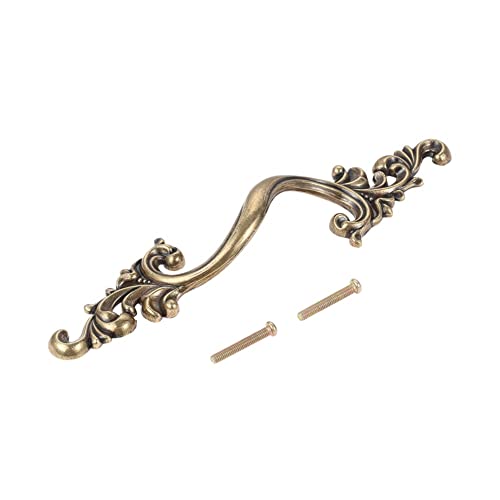 Möbelgriff Schrankgriff Vintage Griff Antike Bronze/Silber Pull Flower Wave-Knopf 64/96mm Loch Legierung Dekor Küche/Bad Möbel Hardware mit Schraube (Color : Antique Bronze 96mm) von SXHRR