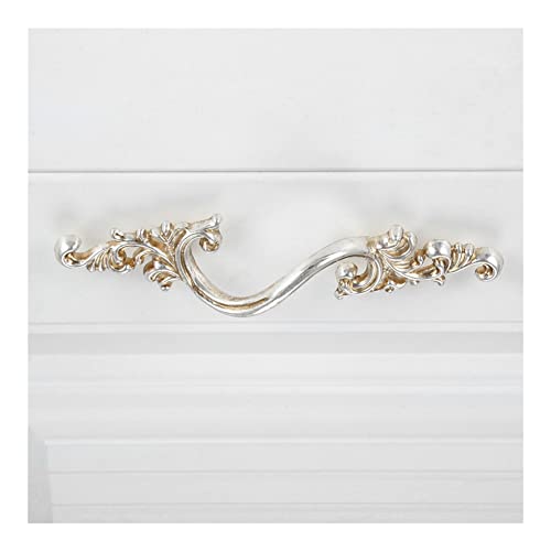 Möbelgriff Schrankgriff Vintage Griff Antike Bronze/Silber Pull Flower Wave-Knopf 64/96mm Loch Legierung Dekor Küche/Bad Möbel Hardware mit Schraube (Color : Antique Silver 64mm) von SXHRR