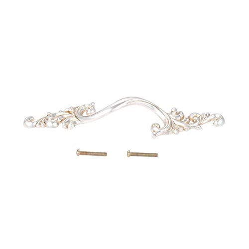 Möbelgriff Schrankgriff Vintage Griff Antike Bronze/Silber Pull Flower Wave-Knopf 64/96mm Loch Legierung Dekor Küche/Bad Möbel Hardware mit Schraube (Color : Antique Silver 96mm) von SXHRR