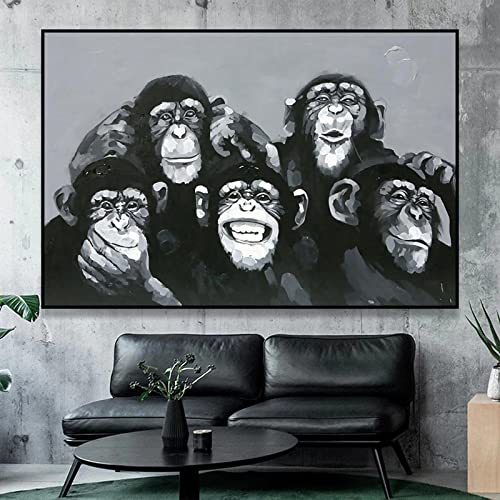 Lustige Affe Schimpansen Familie Drucke Poster Abstrakte Leinwand Malerei Wandkunst Bild für Wohnzimmer Moderne Wohnkultur Cuadros 40x60cm Rahmenlos von SXKJ