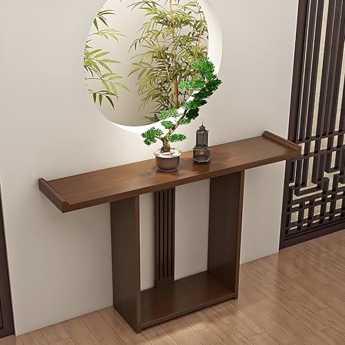 Konsolentisch Holz Schmal mit Stauraum, Ablagetisch, Flur Regal, Flur Kommode Schmal, Eingangstisch für die Haustür, Hinter Dem Sofa(Brown,140x30x80cm/55x12x31in) von SXKLYRF