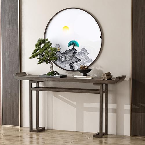 Konsolentisch Holz für Wohnzimmer, Schmale Kommode Flur, Beistelltisch Schmal für Wohnzimmer, Flur, Hinter der Couch, Foyer und Flur, Einfache Montage(Gray,100x30x80cm/39x12x31in) von SXKLYRF