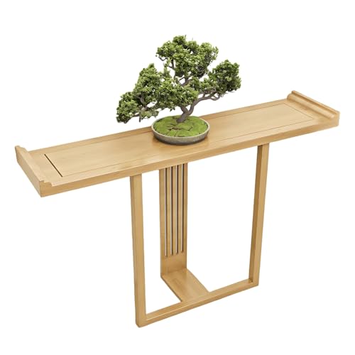 Langer Konsolentisch Schmal Holz, Flur Regal, Beistelltisch Schmal, Flur Kommode Schmal für Wohnzimmer, Foyer, Klassischer Chinesischer Stil(Beige,120x30x80cm/47x12x31in) von SXKLYRF