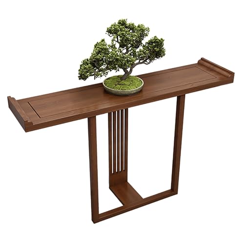 Langer Konsolentisch Schmal Holz, Flur Regal, Beistelltisch Schmal, Flur Kommode Schmal für Wohnzimmer, Foyer, Klassischer Chinesischer Stil(Black,140x30x80cm/55x12x31in) von SXKLYRF