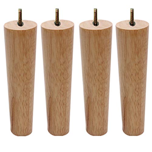4 x konische Möbelbeine aus Eiche für DIY-Schreibtisch, Schrank, Sofa, Stuhl, Couchtisch, Holzfarbe, Moderne Bettbeine aus der Mitte des Jahrhunderts, mit M10-Schraube, 50 cm von SXNFSX