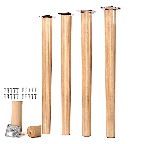 SXNFSX Konische Schrankfüße aus massivem Holz, 4er-Set, gerade Beine aus Naturholz für Couch, Kommode, Couchtisch, TV-Ständer (60 cm) von SXNFSX