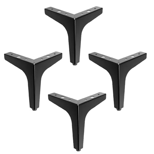 SXNFSX Möbelbeine, Sofa-Set mit 4 Stück, Moderne dreieckige Tischfüße aus Metall, Fußcouch-Ersatz für Schrank, Schrank, Stuhl, Ottomane (Größe: 17 cm, Farbe: Mattschwarz) von SXNFSX