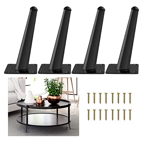SXNFSX Möbelbeine 10 cm 12 cm 15 cm 18 cm 20 cm 25 cm 30 cm 35 cm, Tischbeine aus Metall, Füße mit Schrauben, Ersatz für Sofa, Schreibtisch, Esszimmer, Kaffee, 4 Stück, rutschfest, Schwarz-10 cm von SXNFSX