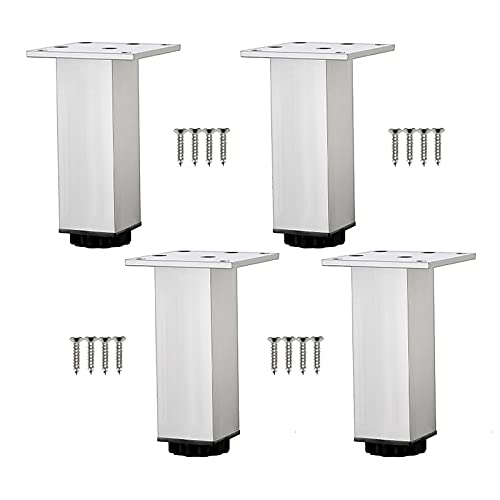 SXNFSX Möbelbeine Weiß, Schwarz, 4 Stück Modernes Design Schrankbeine, Höhenverstellbare Füße, Aluminium Tisch DIY Küche und Bad Ersatzbeine,White-10cm/3.94in von SXNFSX
