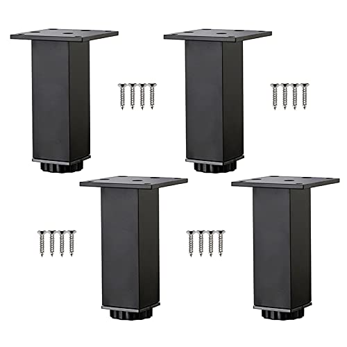 SXNFSX Möbelbeine Weiß, Schwarz, 4 Stück Schrankbeine im modernen Design, höhenverstellbare Füße, Aluminium-Tischbeine für DIY-Küche und Badezimmer,Black-12cm/4.72in von SXNFSX
