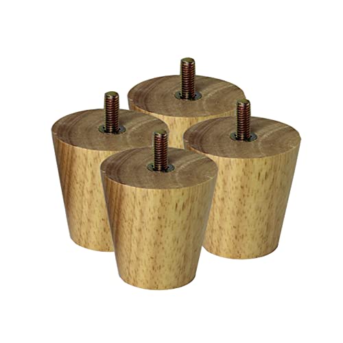 SXNFSX Möbelbeine aus Massivholz, 4er-Set, 100% natürliche Eiche, konische Sofabeine, optionale Höhe (6 – 70 cm), hohe Härte, TV-Schrankfüße (6 cm/2,36 Zoll, M8) von SXNFSX