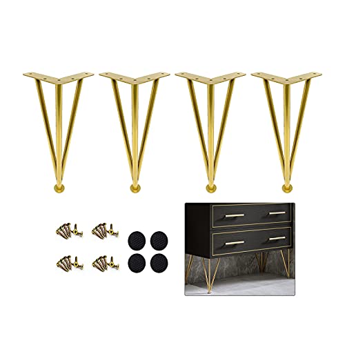 SXNFSX Robuste Haarnadelfüße, verstellbare Tischbeine aus Metall für den DIY-Schrankersatz, ideal für Frisiertische, Badezimmer, Schreibtische, langlebige Möbelbeine mit Bodenschonern, Gold, 20 cm SXNFSX Robuste Haarnadelfüße, verstellbare Tischbeine aus Metall für den DIY-Schrankersatz, ideal für Frisiertische, Badezimmer, Schreibtische, langlebige Möbelbeine mit Bodenschonern, Gold, 20 cm von SXNFSX