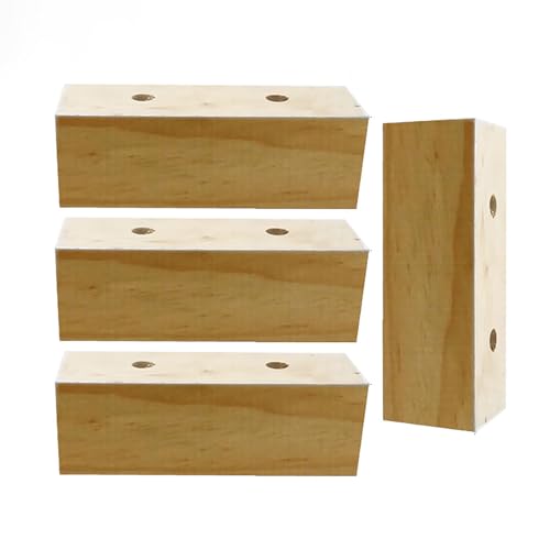 SXNFSX Sofabeine aus Holz für Betterhöhungen, 4er-Set, L-förmige Couch-, Kommoden- und Tischbeine (5 cm) von SXNFSX