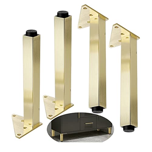 SXNFSX Verstellbare Möbelbeine, 4er-Set, dreieckige Montageplatte, DIY-Verlängerungen für TV-Schrankfüße, quadratische Beine für Kleiderschrank und Nachttisch, 300 mm, Gold-Finish SXNFSX Verstellbare Möbelbeine, 4er-Set, dreieckige Montageplatte, DIY-Verlängerungen für TV-Schrankfüße, quadratische Beine für Kleiderschrank und Nachttisch, 300 mm, Gold-Finish von SXNFSX