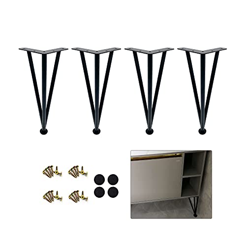 SXNFSX Verstellbare Tischbeine aus Metall mit Bodenschonern. Robuste Haarnadelfüße für DIY-Schränke, Ersatz-Frisiertische, Badezimmer, Schreibtische. Langlebige Möbelbeine in Schwarz (25 cm/10 Zoll) SXNFSX Verstellbare Tischbeine aus Metall mit Bodenschonern. Robuste Haarnadelfüße für DIY-Schränke, Ersatz-Frisiertische, Badezimmer, Schreibtische. Langlebige Möbelbeine in Schwarz (25 cm/10 Zoll) von SXNFSX