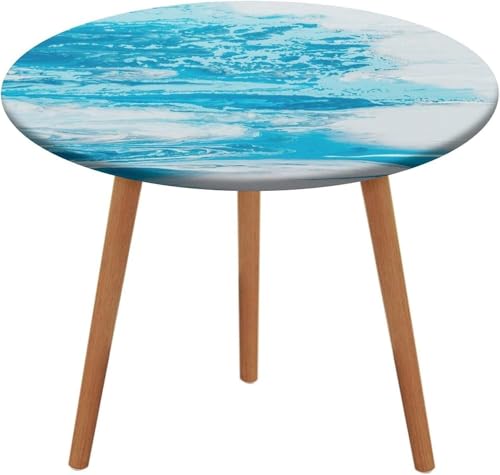 SXQCKJ Runde Tischdecken, Dunkelroter Marmor, Elastischer Rand, Waschbare Polyester Tischdecke für Wohnzimmer, Terrasse(Blue Sea Marble,36" (Round)) von SXQCKJ