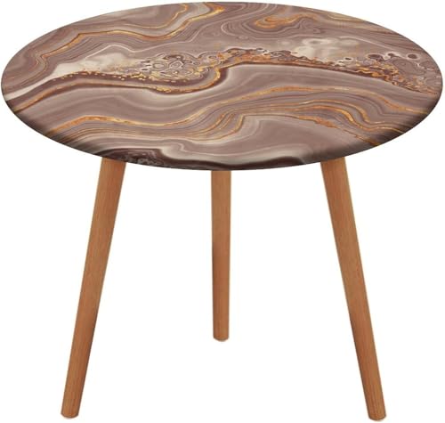 SXQCKJ Runde Tischdecken, Dunkelroter Marmor, Elastischer Rand, Waschbare Polyester Tischdecke für Wohnzimmer, Terrasse(Brown Marble,40" (Round)) von SXQCKJ