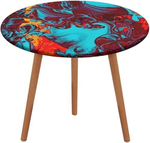 SXQCKJ Runde Tischdecken, Dunkelroter Marmor, Elastischer Rand, Waschbare Polyester Tischdecke für Wohnzimmer, Terrasse(Colored Marble,52" (Round)) von SXQCKJ
