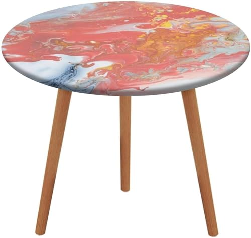 SXQCKJ Runde Tischdecken, Dunkelroter Marmor, Elastischer Rand, Waschbare Polyester Tischdecke für Wohnzimmer, Terrasse(Colored Marble-3,40" (Round)) von SXQCKJ