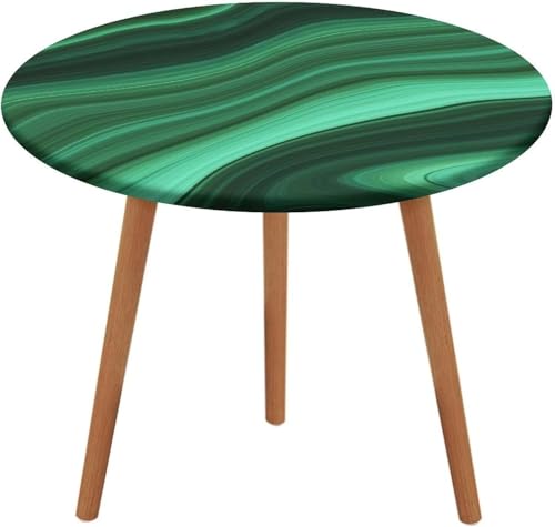 SXQCKJ Runde Tischdecken, Dunkelroter Marmor, Elastischer Rand, Waschbare Polyester Tischdecke für Wohnzimmer, Terrasse(Green Marble-1,24" (Round)) von SXQCKJ