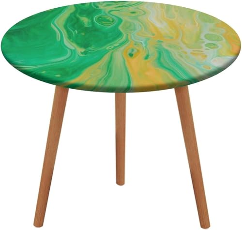 SXQCKJ Runde Tischdecken, Dunkelroter Marmor, Elastischer Rand, Waschbare Polyester Tischdecke für Wohnzimmer, Terrasse(Green Orange Marble,36" (Round)) von SXQCKJ