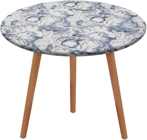 SXQCKJ Runde Tischdecken, Dunkelroter Marmor, Elastischer Rand, Waschbare Polyester Tischdecke für Wohnzimmer, Terrasse(Grey+White Marble,44" (Round)) von SXQCKJ