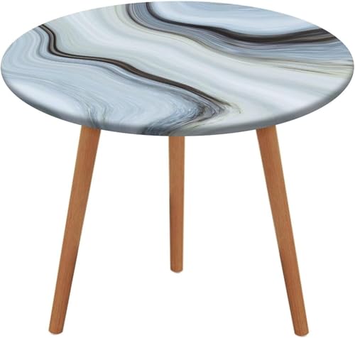 SXQCKJ Runde Tischdecken, Dunkelroter Marmor, Elastischer Rand, Waschbare Polyester Tischdecke für Wohnzimmer, Terrasse(Grey White Marble,52" (Round)) von SXQCKJ