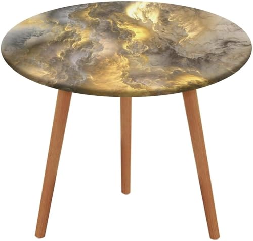 SXQCKJ Runde Tischdecken, Dunkelroter Marmor, Elastischer Rand, Waschbare Polyester Tischdecke für Wohnzimmer, Terrasse(Inky Gold Marble,32" (Round)) von SXQCKJ