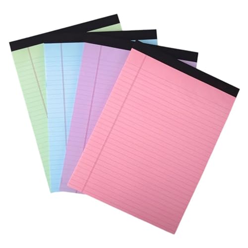 Bunte Notizblöcke mit reißbaren Seiten, liniert, 50 Blatt pro Block, für Studium, Arbeit, Büro, Schulbedarf, stilvolle reißbare Notizbücher, 4 Stück von SXRQ