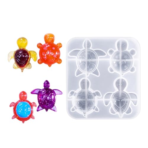 Mehrzweck-Schildkrötenform, 4-teilig, flexibles Silikon-Design für kreativen Schmuck, Anhänger und dekorative Gegenstände, Schildkröten-Silikongussform von SXRQ