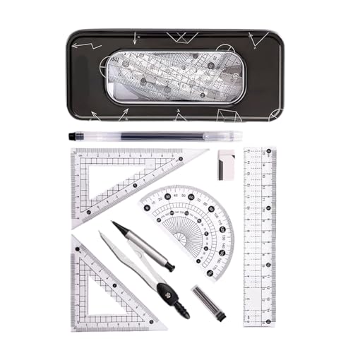 Multifunktionales Zeichenwerkzeug-Set mit Zirkel, Lineal, Winkelmesser, Radiergummi für Schule, Büro, Zuhause, in Organizer-Box, reisefreundlicher Schreibwaren-Aufbewahrungskoffer Multifunktionales Zeichenwerkzeug-Set mit Zirkel, Lineal, Winkelmesser, Radiergummi für Schule, Büro, Zuhause, in Organizer-Box, reisefreundlicher Schreibwaren-Aufbewahrungskoffer von SXRQ