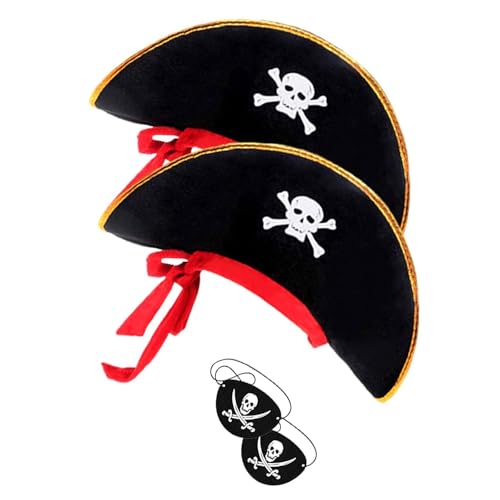 Piraten-Ausrüstung für Kinder mit Totenkopf-Druck, Kostüm, Hut und Augenbinde, Cosplay-Zubehör, Halloween-Piraten-Outfit Piraten-Ausrüstung für Kinder mit Totenkopf-Druck, Kostüm, Hut und Augenbinde, Cosplay-Zubehör, Halloween-Piraten-Outfit von SXRQ