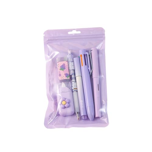 Schüler-Schreibwaren mit mehrfarbigem Kugelschreiber, Textmarker, einziehbarer Gelstift, Radiergummi, Bleistift, Korrekturband, Schulbedarf, 6 Stück Schüler-Schreibwaren mit mehrfarbigem Kugelschreiber, Textmarker, einziehbarer Gelstift, Radiergummi, Bleistift, Korrekturband, Schulbedarf, 6 Stück von SXRQ