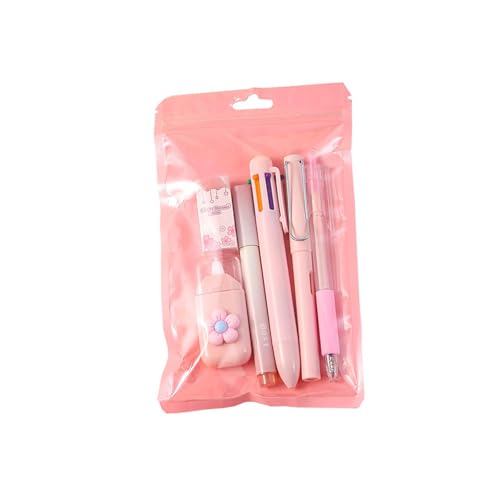 Schüler-Schreibwaren mit mehrfarbigem Kugelschreiber, Textmarker, einziehbarer Gelstift, Radiergummi, Bleistift, Korrekturband, Schulbedarf, 6 Stück Schüler-Schreibwaren mit mehrfarbigem Kugelschreiber, Textmarker, einziehbarer Gelstift, Radiergummi, Bleistift, Korrekturband, Schulbedarf, 6 Stück von SXRQ