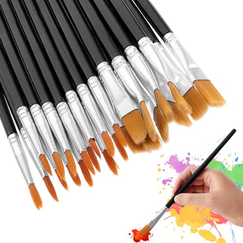 Pinselset, 100 Stück Pinsel Set 50 Runde Pinsel und 50 Flache Pinsel Pinselset Acrylfarben Künstlerpinsel für Anfänger Künstler und Gemälde Liebhaber(Schwarz) von SXTDKMJ
