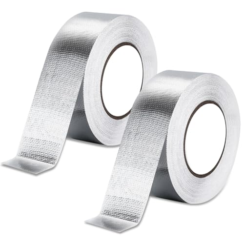 SXTDKMJ 2 Stück Aluminium Klebeband, Hitzebeständiges Klebeband Silber Aluband Selbstklebend Isolierklebeband für Versiegeln Reparieren und Isolieren(5x200cm) von SXTDKMJ
