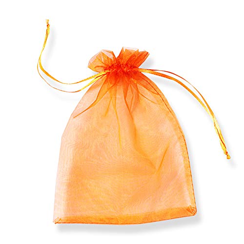SXUUXB 100 Stück Organzabeutel 20x30cm(7.8x11.8 Zoll), Organza Geschenk Schmuck Beutel Wrap Drawstring Taschen für Hochzeits Bevorzugungs Geburtstagsfeier Festival Geschenk Dekoration (Orange) von SXUUXB