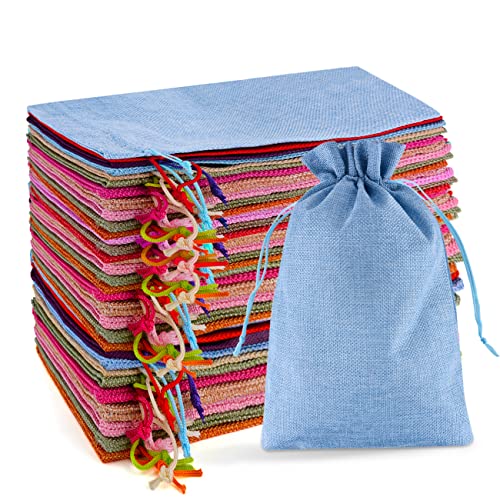 SXUUXB 20 Stück 17x23 cm Jutesäckchen Zugbeutel Baumwolle Leinenbeutel mit Kordelzug, Mehrweg Aufbewahrungstasche Schmuckbeutel Geschenksäckchen für Hochzeit, Party und Adventskalender (Multi Farbe) von SXUUXB