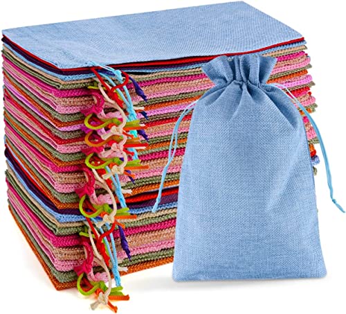 SXUUXB 20 Stück 20x30 cm Jutesäckchen Zugbeutel Baumwolle Leinenbeutel mit Kordelzug, Mehrweg Aufbewahrungstasche Schmuckbeutel Geschenksäckchen für Hochzeit, Party und Adventskalender (Multi Farbe) von SXUUXB