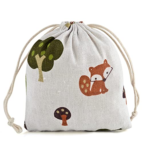 SXUUXB 20 Stück Jutesäckchen 14x16 cm Jutebeutel Stoffbeutel Klein Säckchen Zum Befüllen Aufbewahrungsbeutel Geschenktüten Schmuckbeutel DIY Kosmetik Beutel Weihnachten Hochzeit Geschenk #Fuchs von SXUUXB