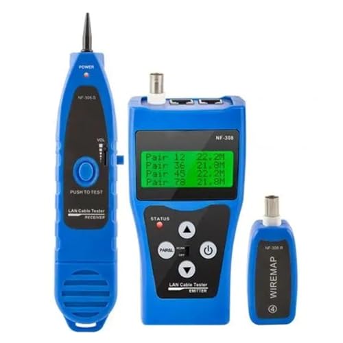NF-308 Netzwerk-LAN-Kabellänge Messen Kabelkontinuitätstest Wire Tracker RJ45 RJ11 Ethernet-Kabeltester Rot Genaue Identifizierung(BLUE) von SXYGYWA
