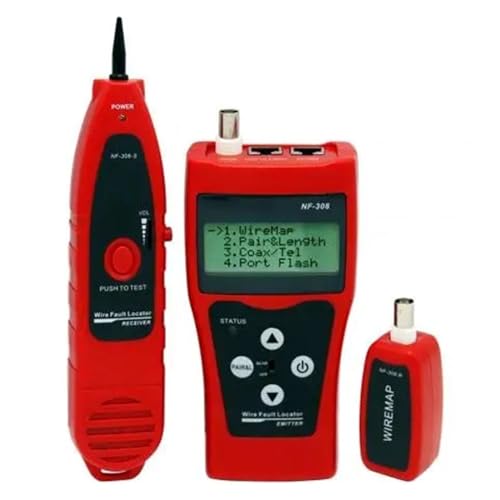 NF-308 Netzwerk-LAN-Kabellänge Messen Kabelkontinuitätstest Wire Tracker RJ45 RJ11 Ethernet-Kabeltester Rot Genaue Identifizierung(Red) von SXYGYWA
