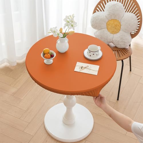 SXZAGZR Rundes Tischtuch, Runde Couchtischdecke, Tischdecke Abwaschbar Rund, Wasserabweisend Mit Lotuseffekt, Dauerhaft Kratzfest Für Wohnzimmer, Esszimmer (Orange,Durchmesser 60) von SXZAGZR