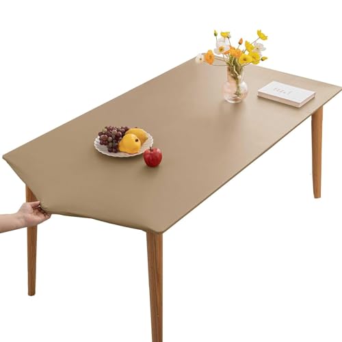 SXZAGZR Tischdecke, Rechteckig, PU-Leder, Elastisch, Abwischbar, Küche Und Esszimmer, 90x140cm, Kamel von SXZAGZR