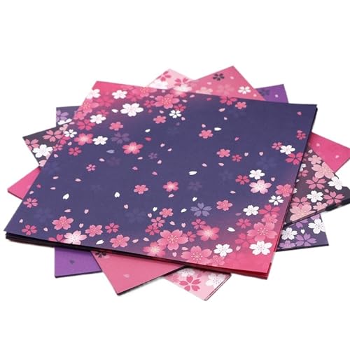 SXZBTWIJ Farbpapier 60 Stück Florale Origami-Materialien for Kinder, handgefertigt, DIY, Scrapbooking, Falthandwerk, Papier, quadratisches Blumenmuster, Basteldekoration Buntpapier (Color : Red) von SXZBTWIJ
