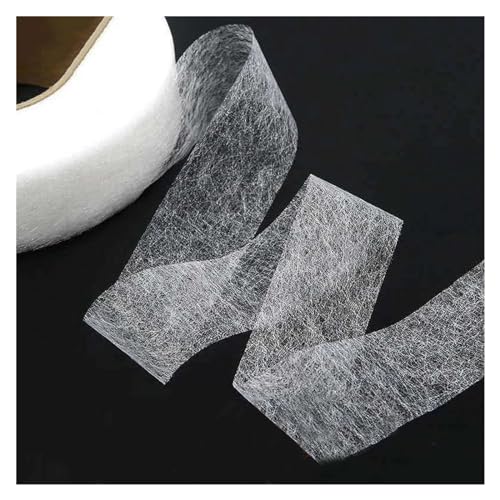 SXZBTWIJ Saum-Band 50 Meter/Rolle doppelseitige Vlies-Einlage, selbstklebendes Stofftuch, for Aufbügeln am Saum, Klebeband for Einlage, Web, DIY, Nähen, Basteln BüGelsaumband (Color : 1cm white) von SXZBTWIJ